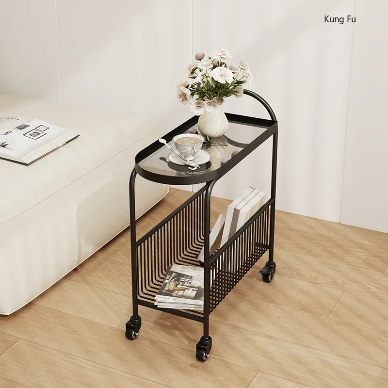 Glass Wheels Metal Coffee Table Modern Black Organizer Shelf Simple Coffee Table Standing Storage Mesa Home Furniture 
Glass Wheels Metal Coffee Table Modern Black Organizer Shelf Simple Coffee Table Standing Storage Mesa Home Furniture