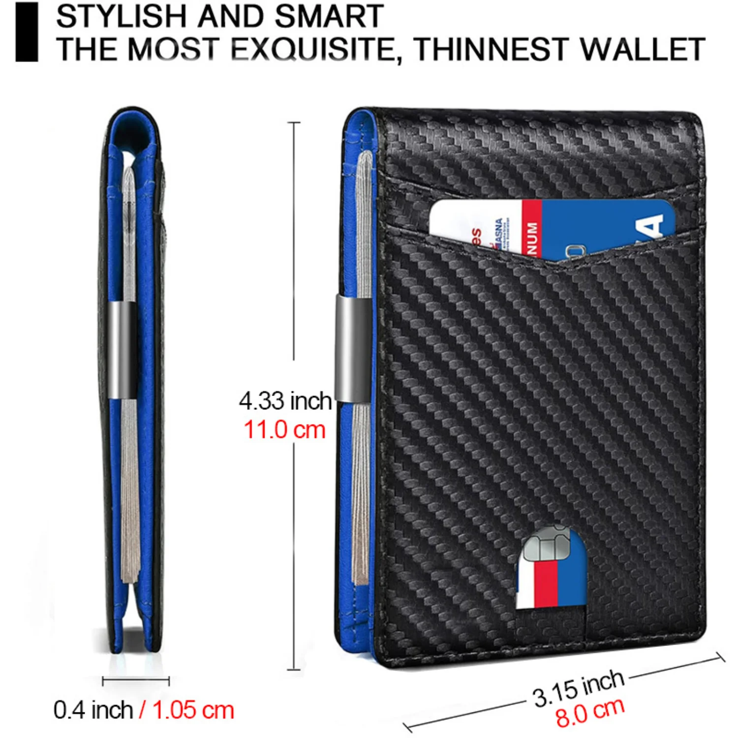 1pc Men's Carbon Fiber Portable Money Clip RFID Blocking Multi-Card Card Case Bifold Card Holder Coin Purse, Ideal Gift For Men
1pc Men's Carbon Fiber Portable Money Clip RFID Blocking Multi-Card Card Case Bifold Card Holder Coin Purse, Ideal Gift For Men