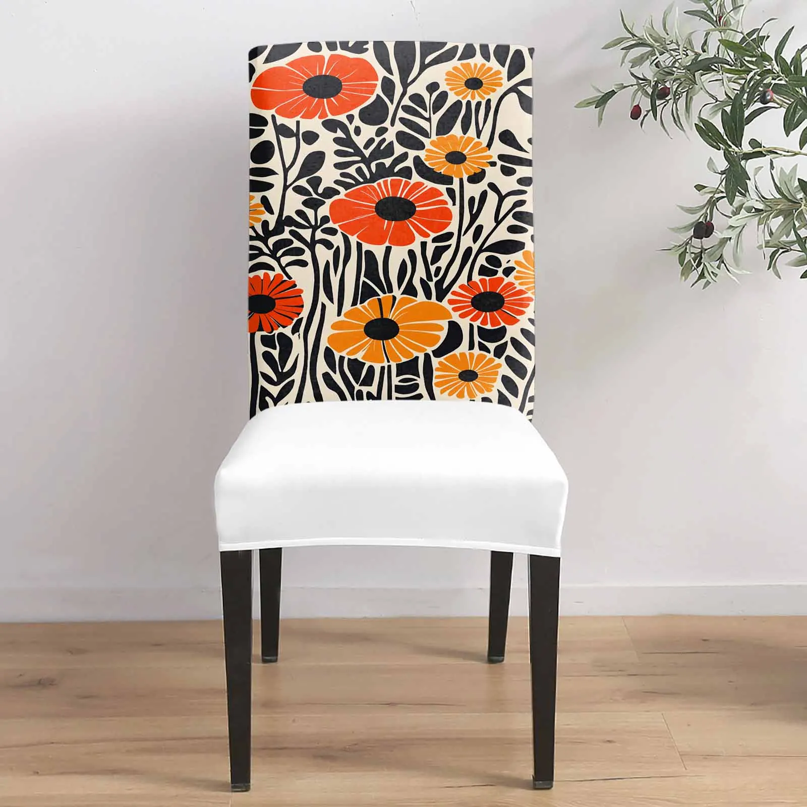 Abstract Black Orange Flower Chair Cover for Dining Room Spandex Stretch Seat Cover for Wedding Banquet Party Seat Case
Abstract Black Orange Flower Chair Cover for Dining Room Spandex Stretch Seat Cover for Wedding Banquet Party Seat Case