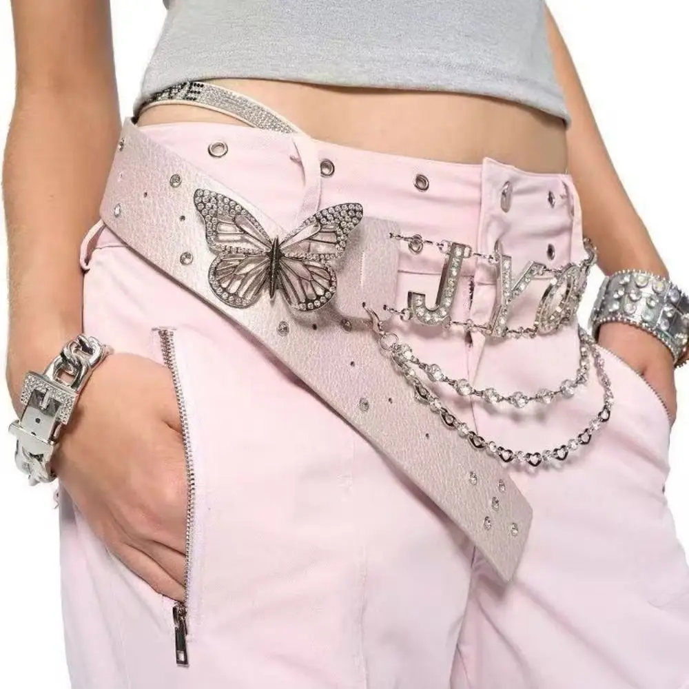 Simple PU Leather Rhinestone Belts Chain Alloy Butterfly Waist Chain Letter Spice Girl Y2K Waistband Women
Simple PU Leather Rhinestone Belts Chain Alloy Butterfly Waist Chain Letter Spice Girl Y2K Waistband Women