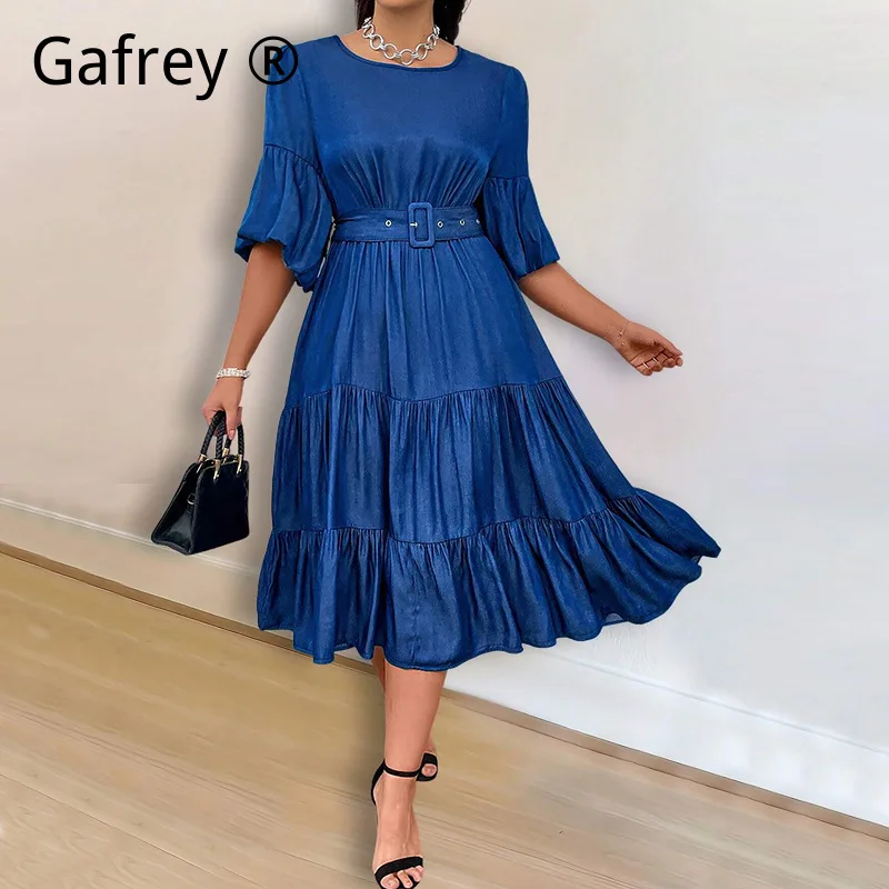 New Fashion Puff Sleeve Denim Dress Casual Round Neck Button Front Short Sleeve Slim Fit Vintage Blue Jean Shirt Dress 2026
New Fashion Puff Sleeve Denim Dress Casual Round Neck Button Front Short Sleeve Slim Fit Vintage Blue Jean Shirt Dress 2026