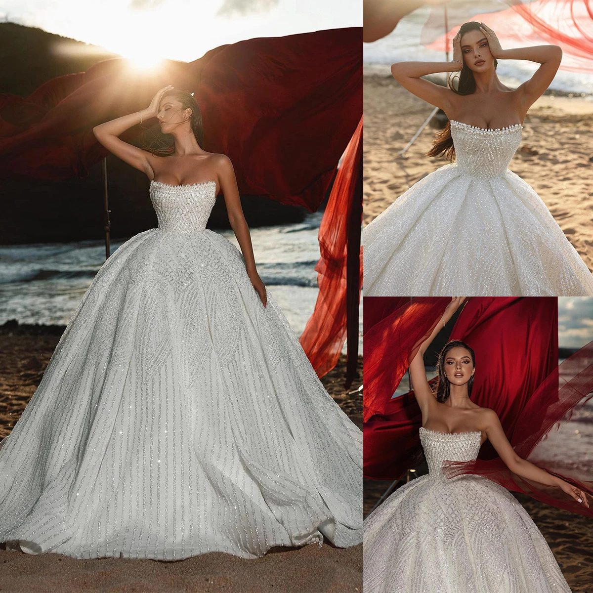 Luxury Wedding Dresses Sleeveless Bateau Sequins Pearls Appliques 3D Lace Formal Ruffles Beaded Bridal Gowns Vestido De Novia
Luxury Wedding Dresses Sleeveless Bateau Sequins Pearls Appliques 3D Lace Formal Ruffles Beaded Bridal Gowns Vestido De Novia