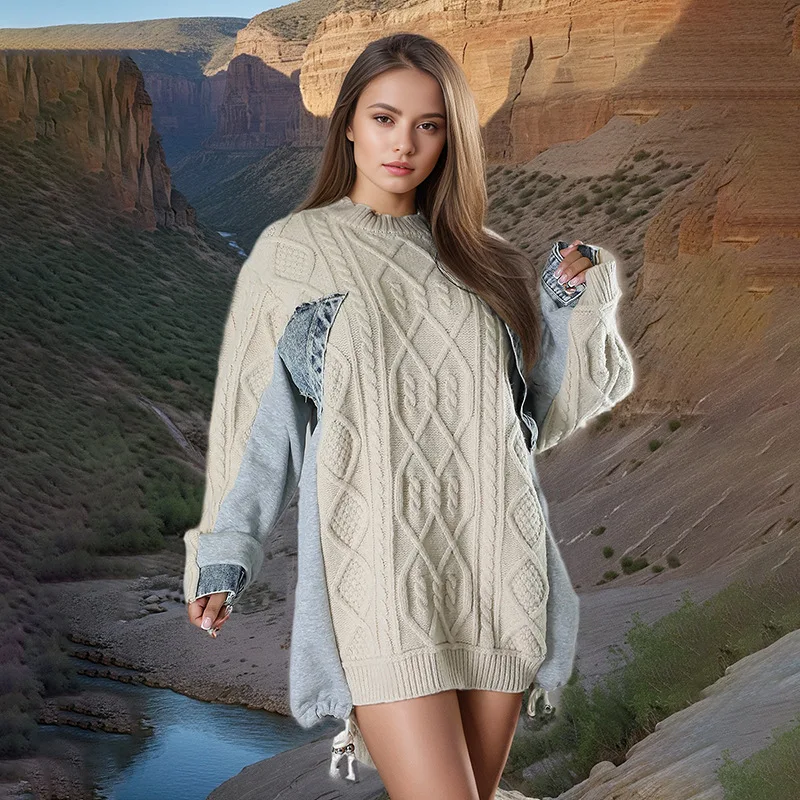 Женский свободный вязаный свитер средней длины с длинными рукавами в стиле пэчворк, осень-зима, удобный мягкий хлопковый модный повседневный топ
Женский свободный вязаный свитер средней длины с длинными рукавами в стиле пэчворк, осень-зима, удобный мягкий хлопковый модный повседневный топ