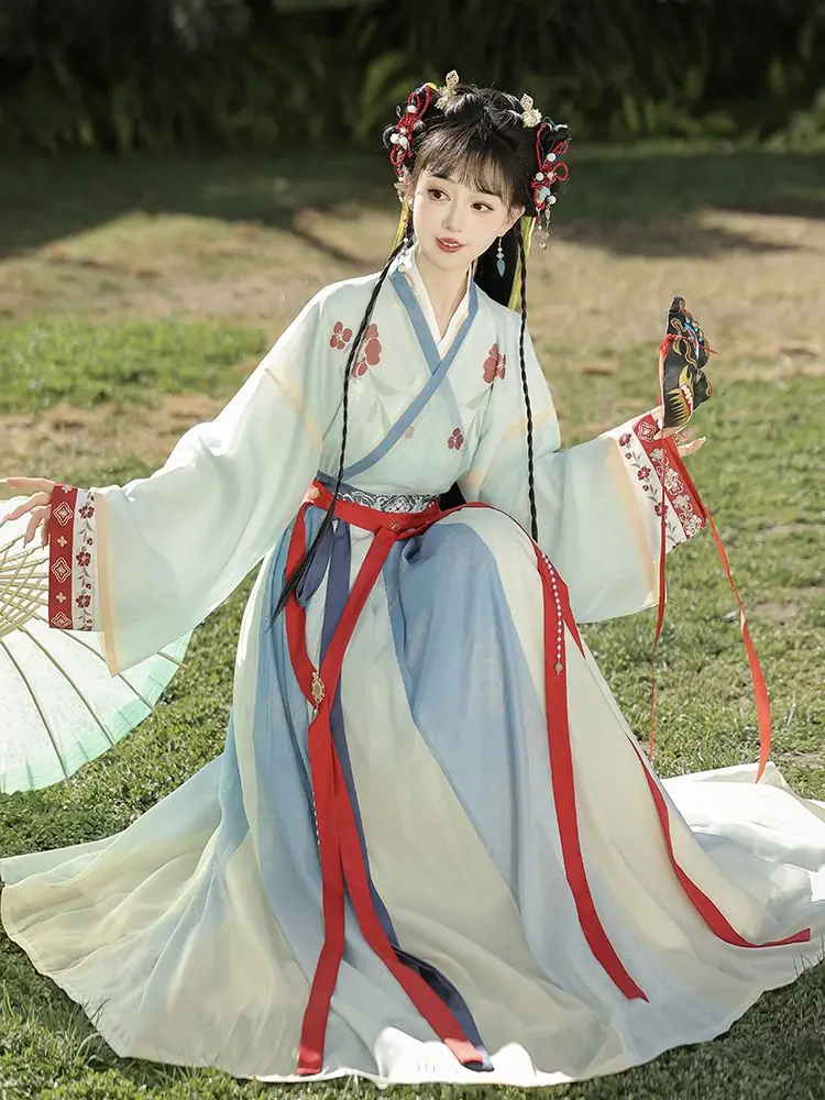 Original Jin Dynasty Hanfu Set - Women's High-waist Ruqun with Cross-collarTraditional Chinese Clothing Adult Woman Costume 
Original Jin Dynasty Hanfu Set - Women's High-waist Ruqun with Cross-collarTraditional Chinese Clothing Adult Woman Costume