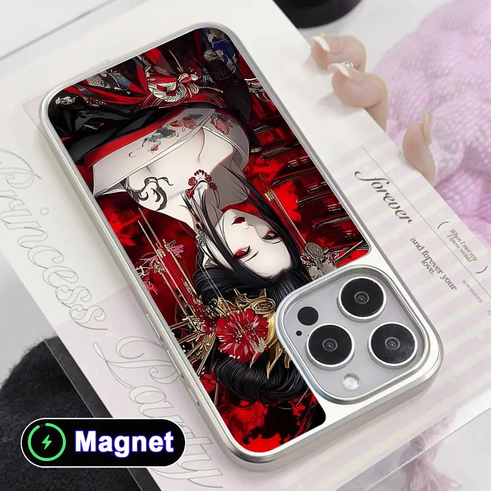 Japan Oiran Phone Case for iPhone 17 16 15 14 13 12 11 Air Pro Max Plus Electroplated Silver Magnet Cover
Japan Oiran Phone Case for iPhone 17 16 15 14 13 12 11 Air Pro Max Plus Electroplated Silver Magnet Cover