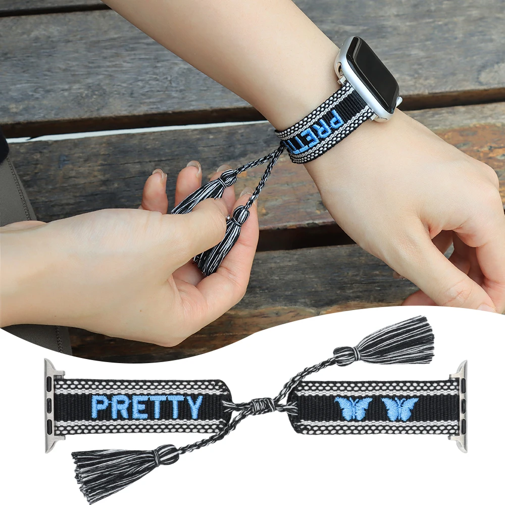 Woven Strap for Apple Watch Band 38mm 40mm 41mm 42mm 44mm 45mm Handmade Tassel Bracelet for iWatch Series 6/7/8 Gift For Friends
Woven Strap for Apple Watch Band 38mm 40mm 41mm 42mm 44mm 45mm Handmade Tassel Bracelet for iWatch Series 6/7/8 Gift For Friends