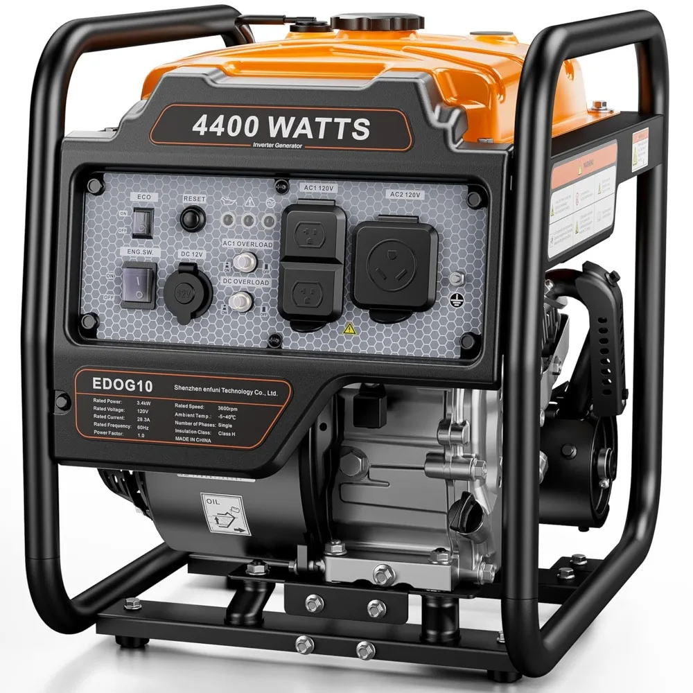 4400 Watt Open Frame Inverter Generator, Gas Powered Portable Generator for Home Backup, RV Ready 30A Outlet, ECO, Customized
4400 Watt Open Frame Inverter Generator, Gas Powered Portable Generator for Home Backup, RV Ready 30A Outlet, ECO, Customized