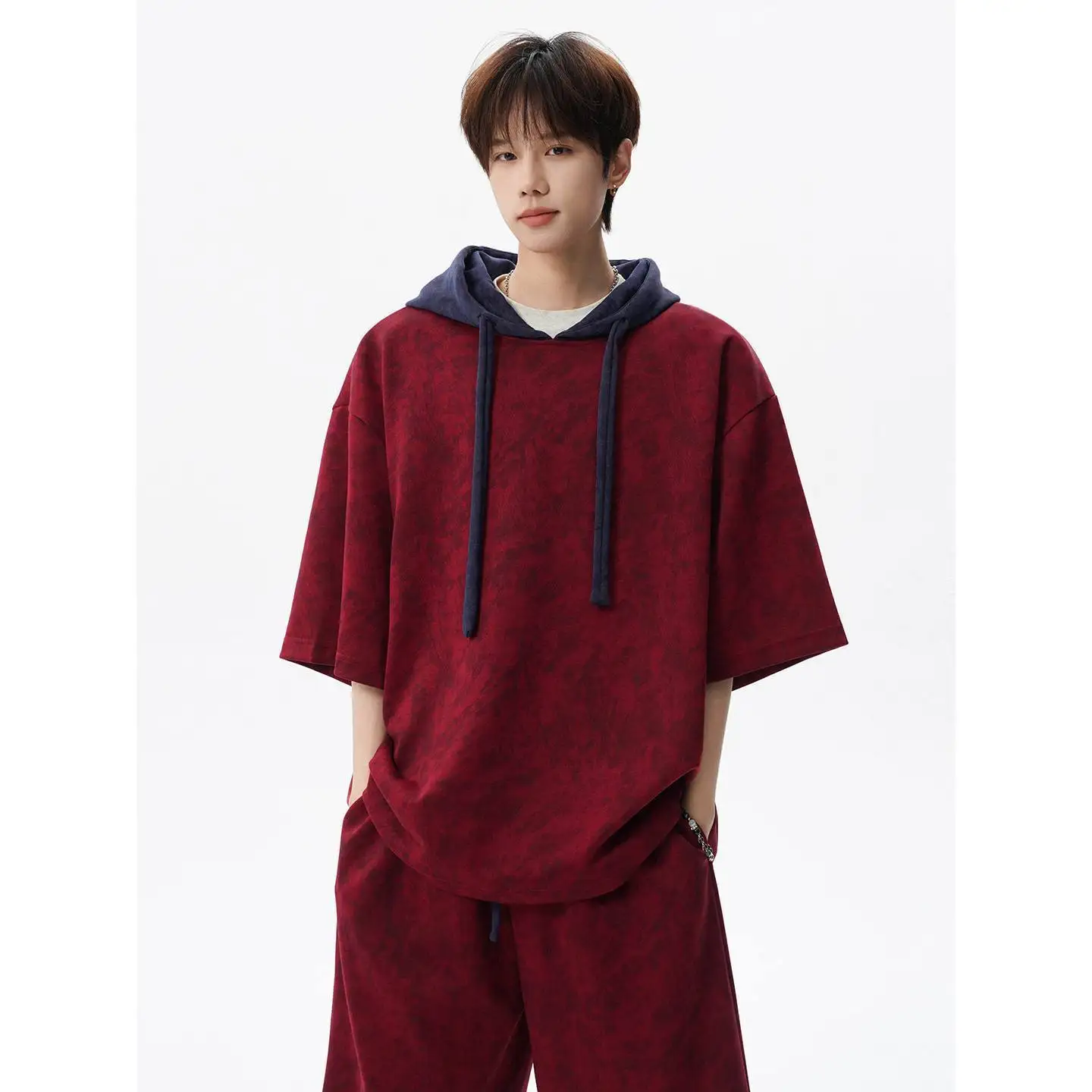 American Dyed Short Sleeve Set Unisex Spring Summer Hoodie Sports Casual Half Sleeve Five Shorts Two Piece Set Trendy
American Dyed Short Sleeve Set Unisex Spring Summer Hoodie Sports Casual Half Sleeve Five Shorts Two Piece Set Trendy