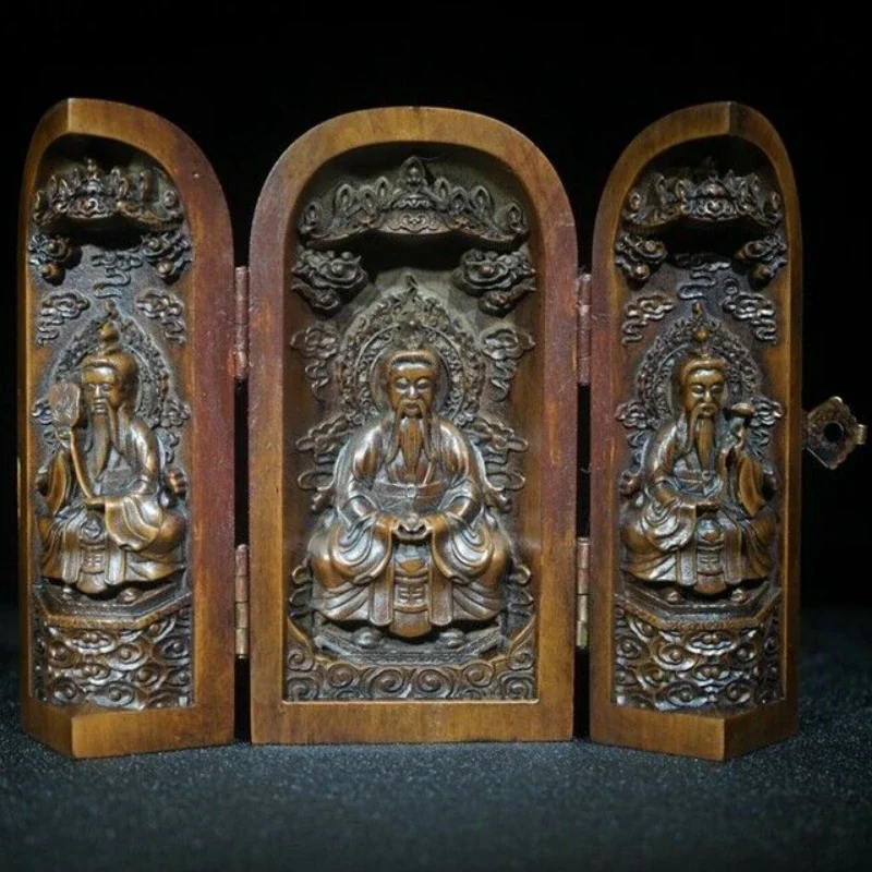 MOYU Old Chinese Boxwood Handcarved Sanqing Buddha Three Open Boxes
MOYU Old Chinese Boxwood Handcarved Sanqing Buddha Three Open Boxes