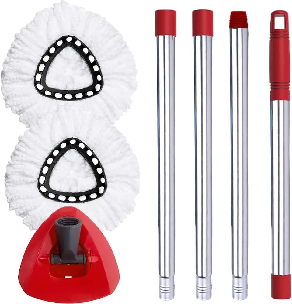 Spin Mop Replacement Parts Set - 2 Microfiber Refills, 1 Triangle Base & 30-58in Adjustable Handle for 1-Tank System
Spin Mop Replacement Parts Set - 2 Microfiber Refills, 1 Triangle Base & 30-58in Adjustable Handle for 1-Tank System