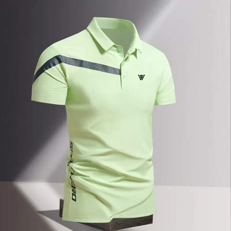 new ice silk Polo shirt slim fit short sleeved Lapel T-shirt breathable business intelligent golf shirt summer
new ice silk Polo shirt slim fit short sleeved Lapel T-shirt breathable business intelligent golf shirt summer