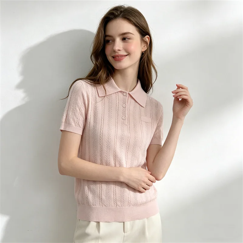 Vintage Women's Hollow Out Crochet Lapel Short Sleeve Knit Shirt Summer Elegant Versatile Polo Shirt Top T-Shirt
Vintage Women's Hollow Out Crochet Lapel Short Sleeve Knit Shirt Summer Elegant Versatile Polo Shirt Top T-Shirt