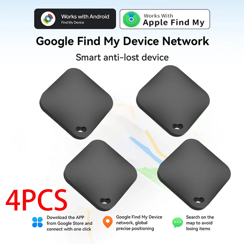 4PCS Mini GPS Tracker Smart Tag Work with Apple Find My /Google Find My Device APP Anti-lost Finder Locator for Key Wallet Car
4PCS Mini GPS Tracker Smart Tag Work with Apple Find My /Google Find My Device APP Anti-lost Finder Locator for Key Wallet Car