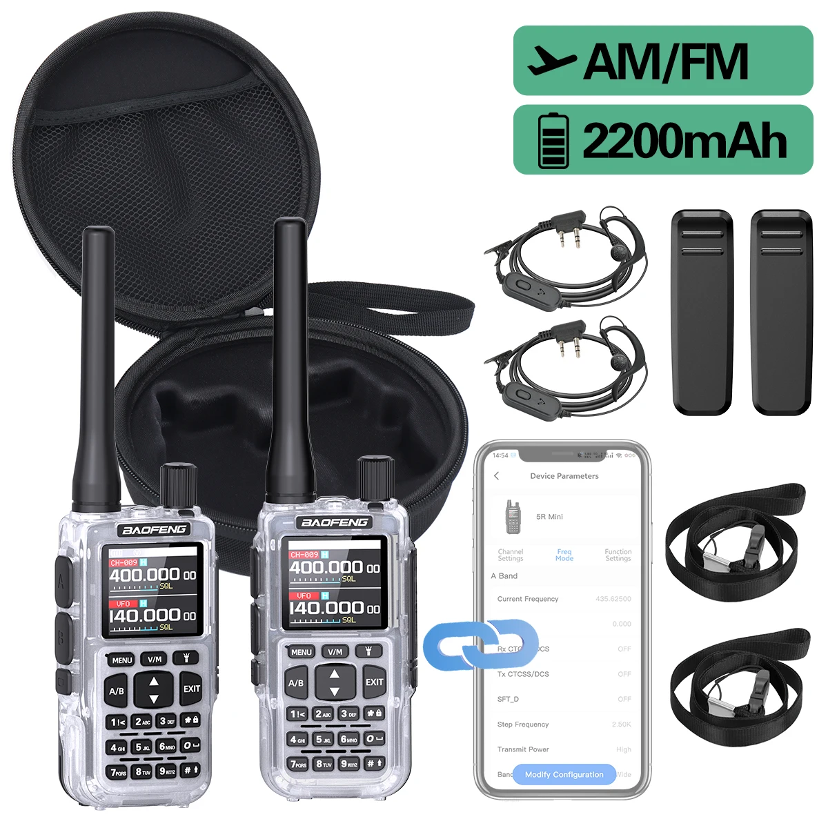 BAOFENG MINI-5 Walkie Talkie 2200mAh Battery Multi Band Wireless Copy Frequency Bluetooth APP Programming UV-5R Mini Ham Radio
BAOFENG MINI-5 Walkie Talkie 2200mAh Battery Multi Band Wireless Copy Frequency Bluetooth APP Programming UV-5R Mini Ham Radio