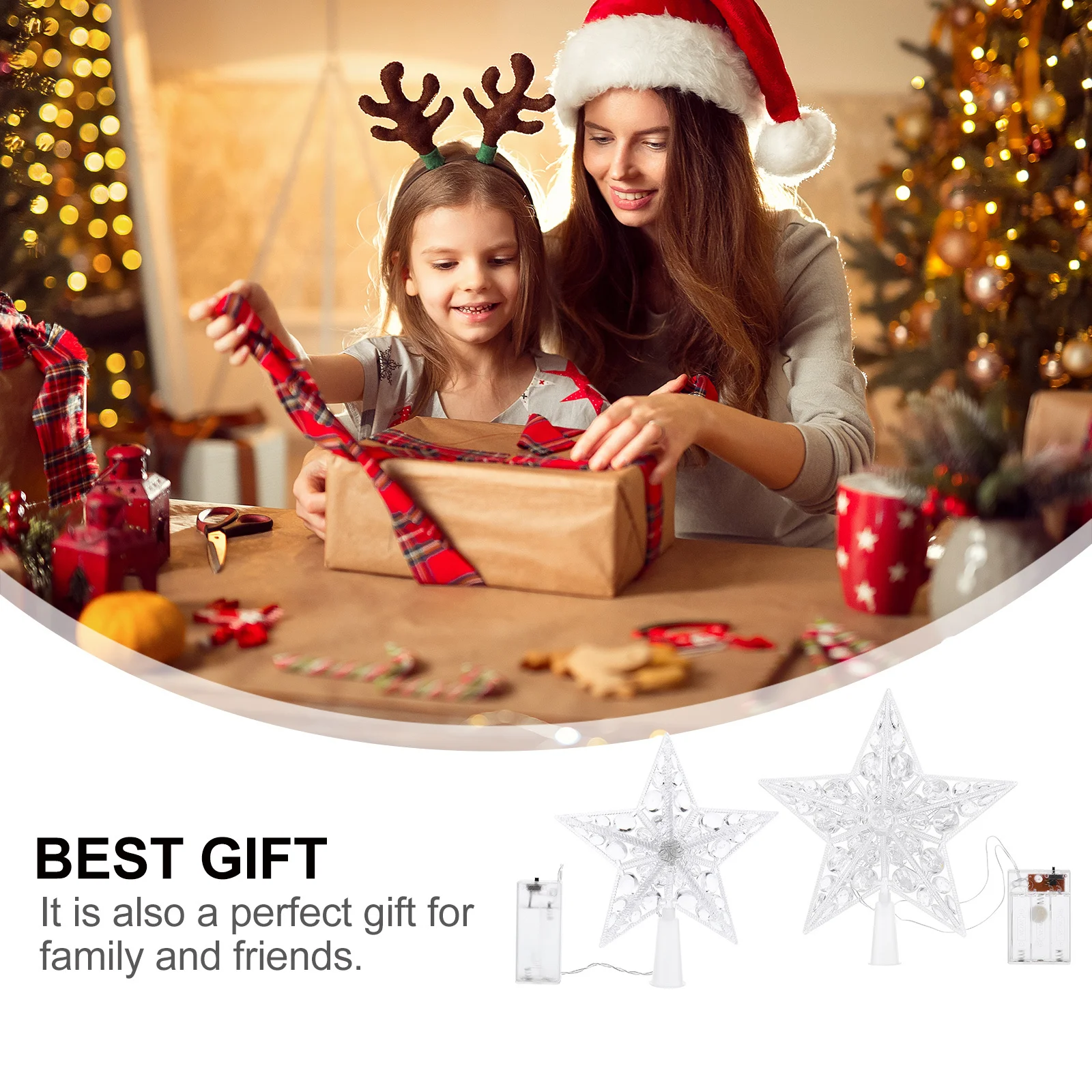 2Pcs Christmas Tree Topper Star Shaped Light Eye-Catching Treetop Decor Warm White LED Star Lights Topper Light
2Pcs Christmas Tree Topper Star Shaped Light Eye-Catching Treetop Decor Warm White LED Star Lights Topper Light