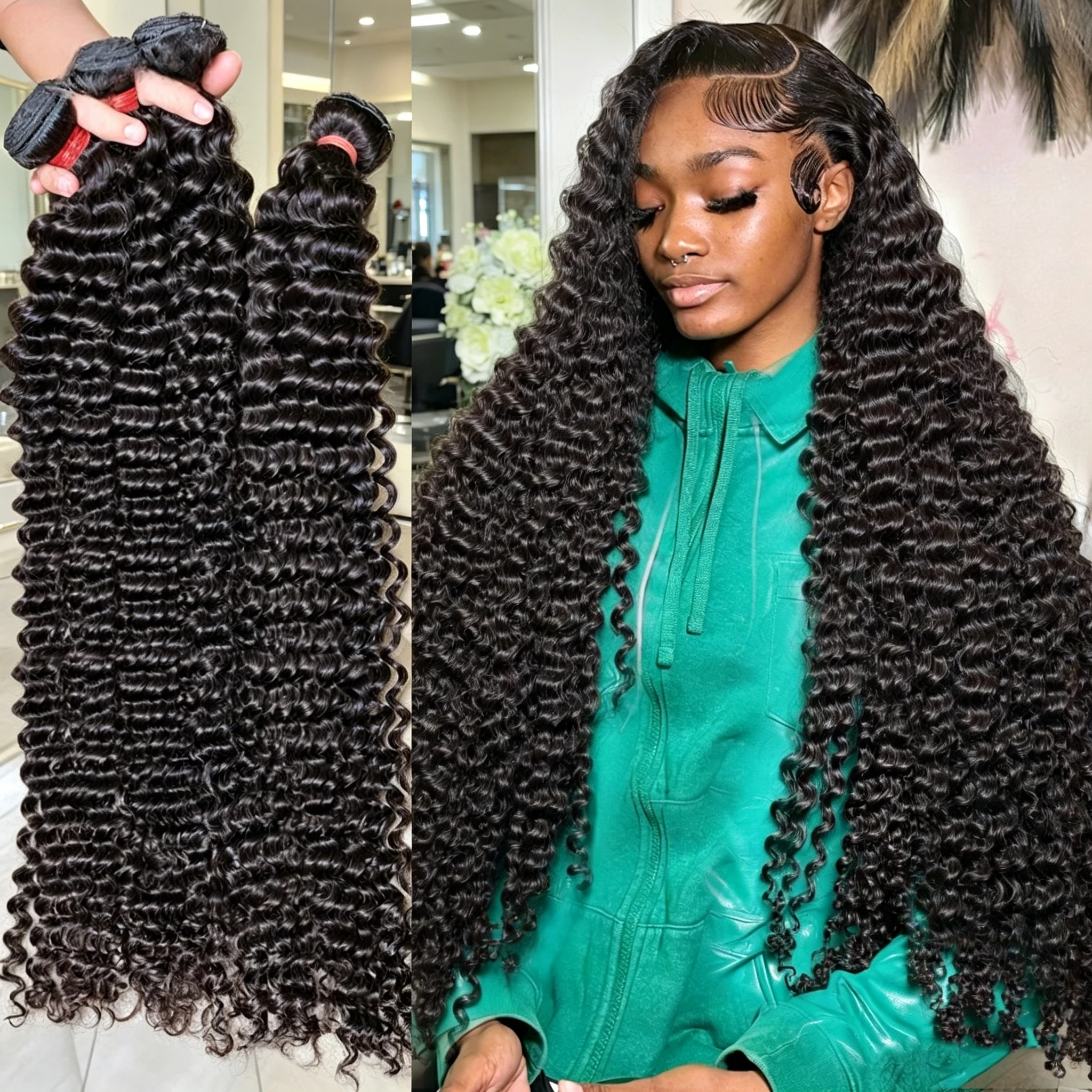 Smilegirl Mongolian Afro Curly Human Hair Bundles Bulk 28 30 32 Inch Virgin Deep Wave 1 3 Bundles Dowble Weft Extensions
Smilegirl Mongolian Afro Curly Human Hair Bundles Bulk 28 30 32 Inch Virgin Deep Wave 1 3 Bundles Dowble Weft Extensions
