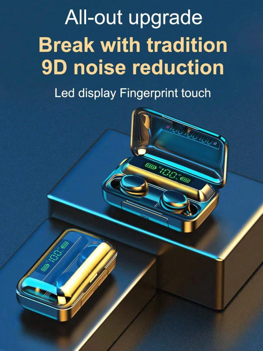 F9-Popular wireless headphones, wireless earbuds, high-power TWS dual-ear mini sports headphones with LED display.
F9-Popular wireless headphones, wireless earbuds, high-power TWS dual-ear mini sports headphones with LED display.