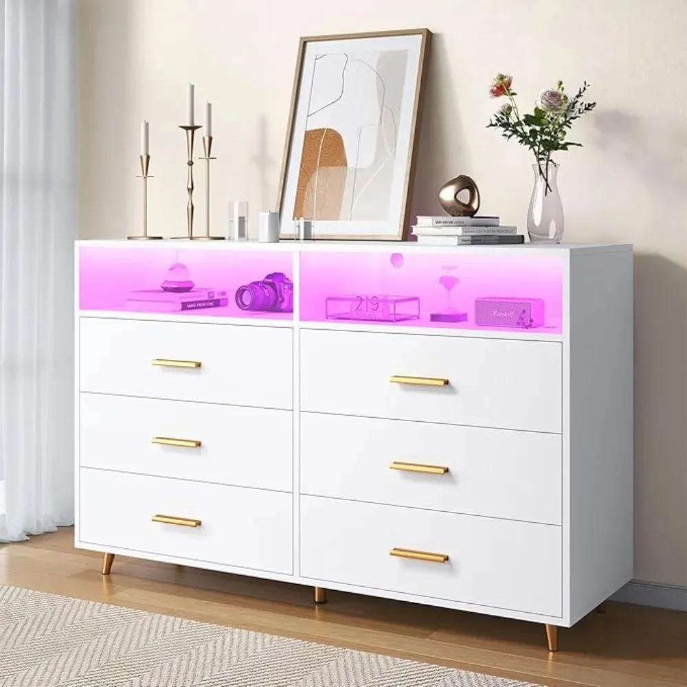 White Dressing Table with LED Lights, 6 Drawers and 2 Bedroom Open Shelves, Wooden Drawer Cabinet
White Dressing Table with LED Lights, 6 Drawers and 2 Bedroom Open Shelves, Wooden Drawer Cabinet