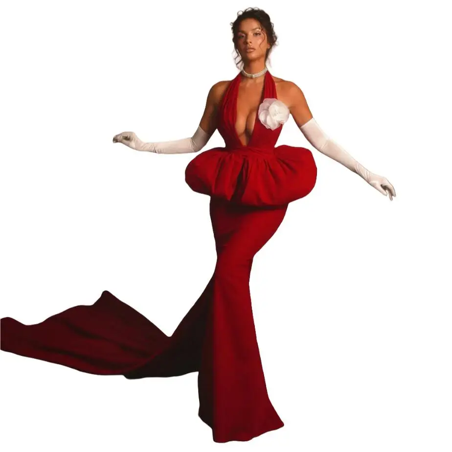 Red Halter Neck Evening Dresses Backless Puffy robes de soirée Sexy Prom Gown Party Pageant Dress Customized
Red Halter Neck Evening Dresses Backless Puffy robes de soirée Sexy Prom Gown Party Pageant Dress Customized