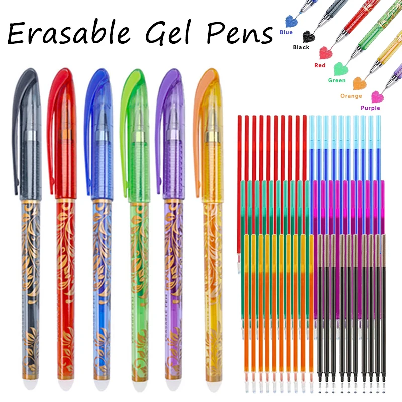 36Pcs/Set New 0.5mm Erasable Gel Pens Set 6 Colors Washable Handle Magic Refills Painting Writing Stationery Office Supplies
36Pcs/Set New 0.5mm Erasable Gel Pens Set 6 Colors Washable Handle Magic Refills Painting Writing Stationery Office Supplies