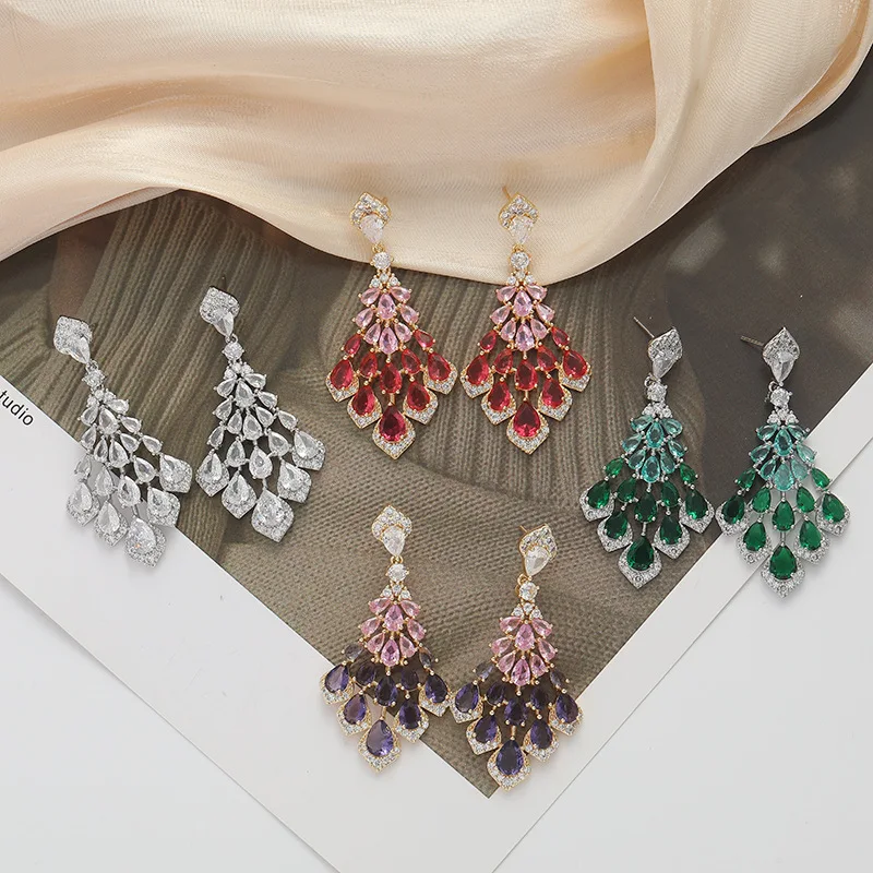 New Feather Shape Earrings Plated Drop Dangle Earrings Gold Cubic Zirconia Green Yellow Red Purple 18K Brass Vintage
New Feather Shape Earrings Plated Drop Dangle Earrings Gold Cubic Zirconia Green Yellow Red Purple 18K Brass Vintage