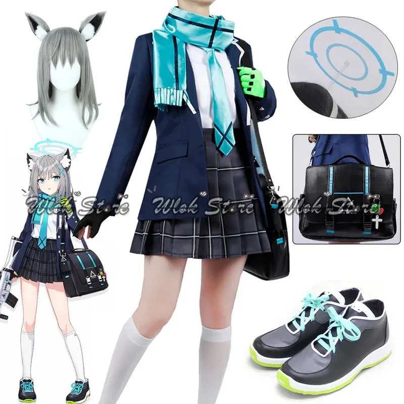 Blue Archive Sunaokami Shiroko Cosplay Costume School Uniforms Backpack Scarf Gloves Halloween Carnival Outfits Wig Ears Shoes
Blue Archive Sunaokami Shiroko Cosplay Costume School Uniforms Backpack Scarf Gloves Halloween Carnival Outfits Wig Ears Shoes