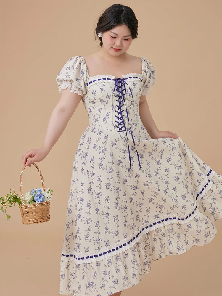 Large Size Women's Dress Spring Wild Blue Vine Flower Countryside Style Fishbone Long Dress Lace Bubble Sleeve Short Le...
Large Size Women's Dress Spring Wild Blue Vine Flower Countryside Style Fishbone Long Dress Lace Bubble Sleeve Short Le...