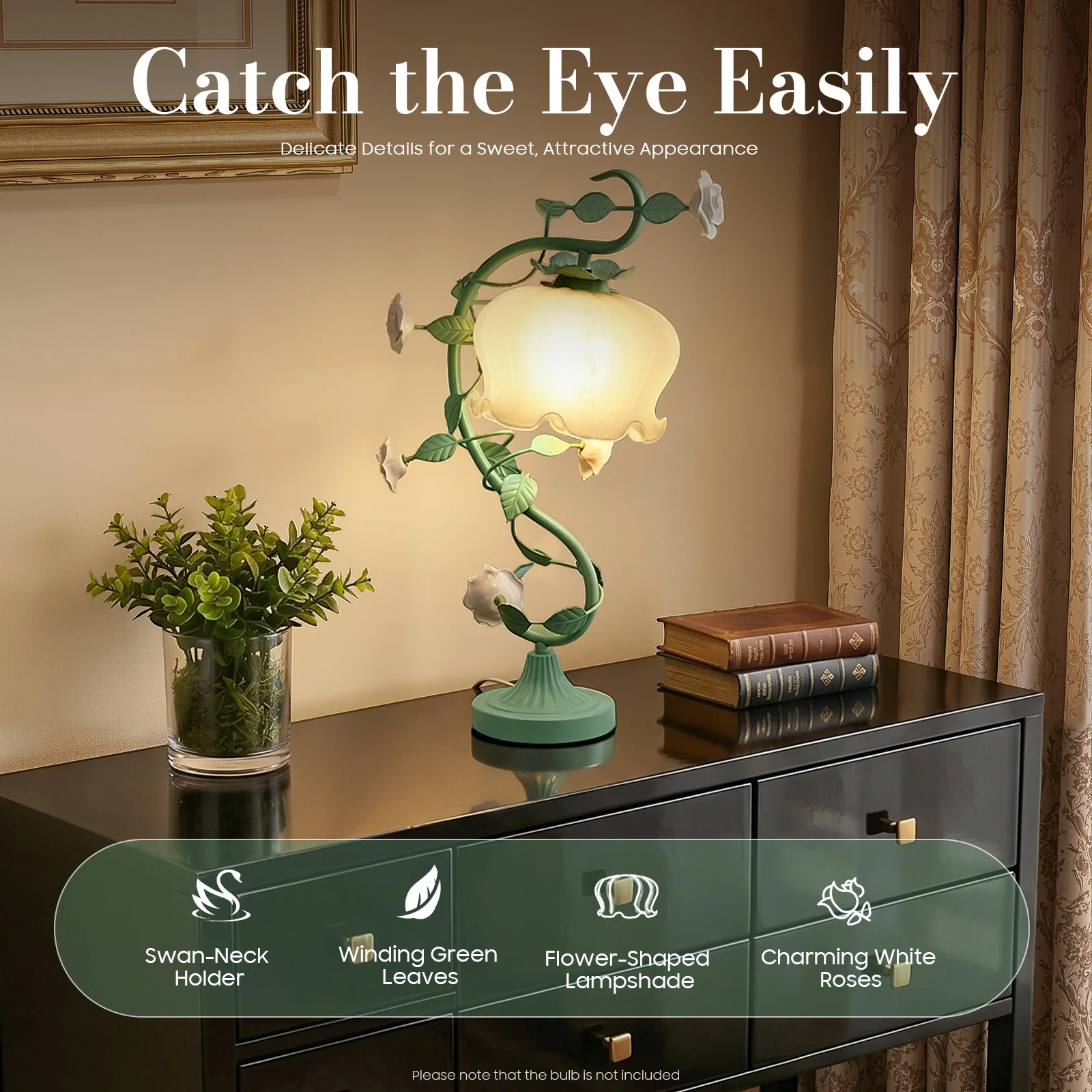 Bent Glass Flower Table Lamp White Rose Design 520mm Height 190mm Shade Width Ceramic Iron Structure E26 110V US Plug No Bulb Included Indoor Decor Lamp
Bent Glass Flower Table Lamp White Rose Design 520mm Height 190mm Shade Width Ceramic Iron Structure E26 110V US Plug No Bulb Included Indoor Decor Lamp