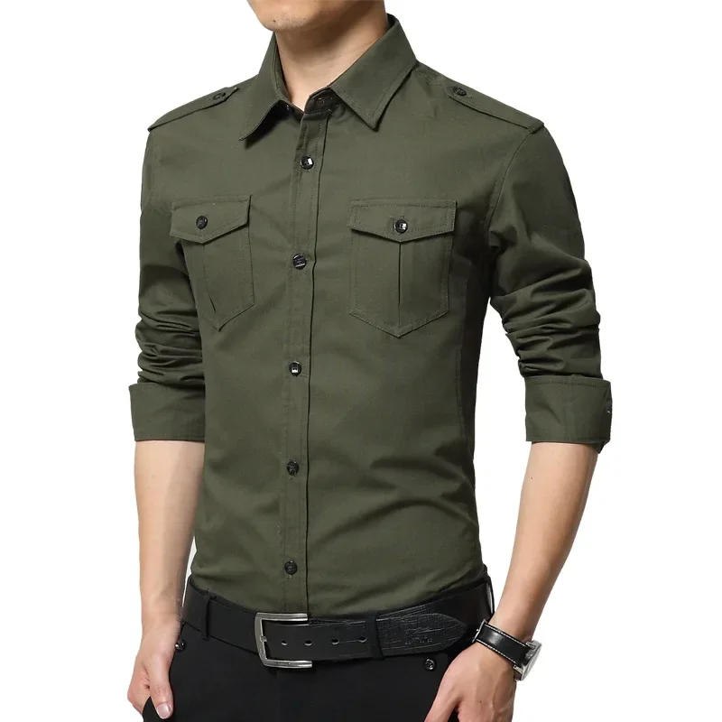 Casual Shirt Men's Solid Color Shirt Men's Wear Long Sleeve High Quality Men's Military Style Cotton Business Slim Mens Shirts
Casual Shirt Men's Solid Color Shirt Men's Wear Long Sleeve High Quality Men's Military Style Cotton Business Slim Mens Shirts