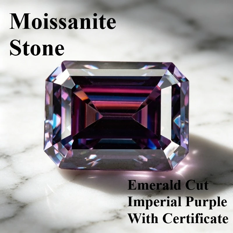 Moissanite Stone Emerald Cut Imperial Purple Color Charms Gemstone for Advanced Jewelry Rings Earrings Making with Certificate
Moissanite Stone Emerald Cut Imperial Purple Color Charms Gemstone for Advanced Jewelry Rings Earrings Making with Certificate