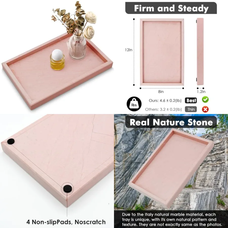 Real Natural Marble Tray for Bathroom, Vanity, Kitchen and Desktop, Rectangle Genuine Marble Stone Tray for Jewelry, Cosmetics,
Real Natural Marble Tray for Bathroom, Vanity, Kitchen and Desktop, Rectangle Genuine Marble Stone Tray for Jewelry, Cosmetics,