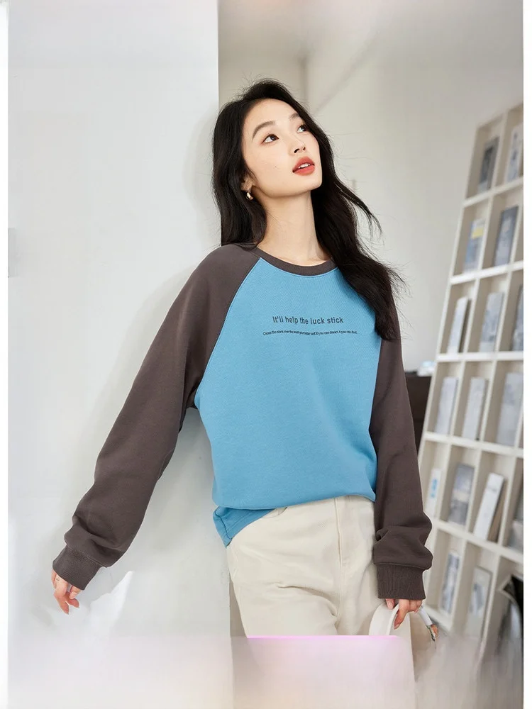 American Style round Neck Sweatshirt Women's Gray Blue Spring Fashion Casual Loose Fit Cotton Polyester Blend Long Sleeve
American Style round Neck Sweatshirt Women's Gray Blue Spring Fashion Casual Loose Fit Cotton Polyester Blend Long Sleeve