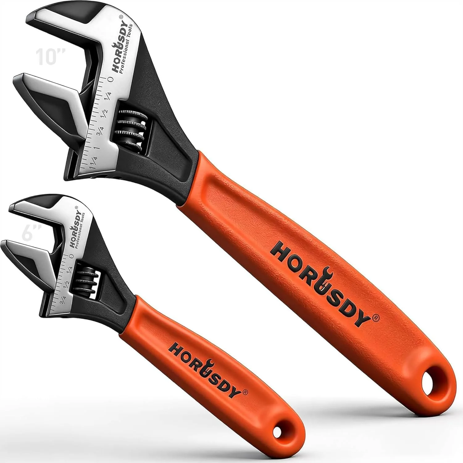 Adjustable Wrench Set 2-Piece 6-Inch and 10-Inch with Metric & SAE Scales and Cushion Grip for Home Repair
Adjustable Wrench Set 2-Piece 6-Inch and 10-Inch with Metric & SAE Scales and Cushion Grip for Home Repair