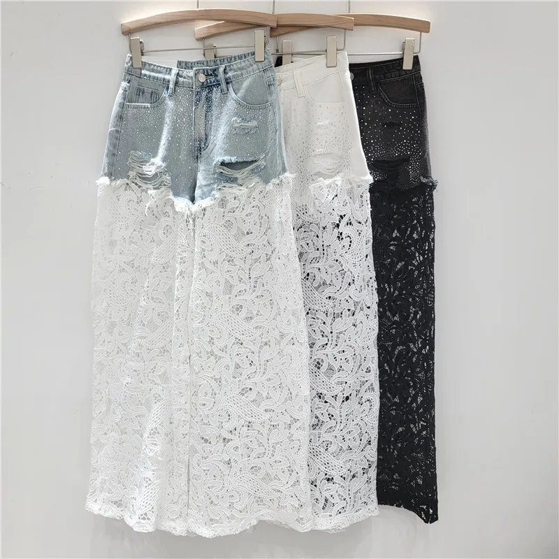 Denim Pant Women Jeans Vintage Wide Leg Long Pants Lace Sexy High Waist Trousers Y2k Streetwear Elegant Work Casual Hollow Out
Denim Pant Women Jeans Vintage Wide Leg Long Pants Lace Sexy High Waist Trousers Y2k Streetwear Elegant Work Casual Hollow Out