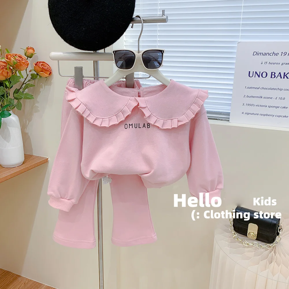 Cute Ruffles Turn Down Collar Girls Sweatshirt+Flared Pants 2Pcs Spring Autumn Casual Children Clothes Sets Kids Pullover Tops
Cute Ruffles Turn Down Collar Girls Sweatshirt+Flared Pants 2Pcs Spring Autumn Casual Children Clothes Sets Kids Pullover Tops