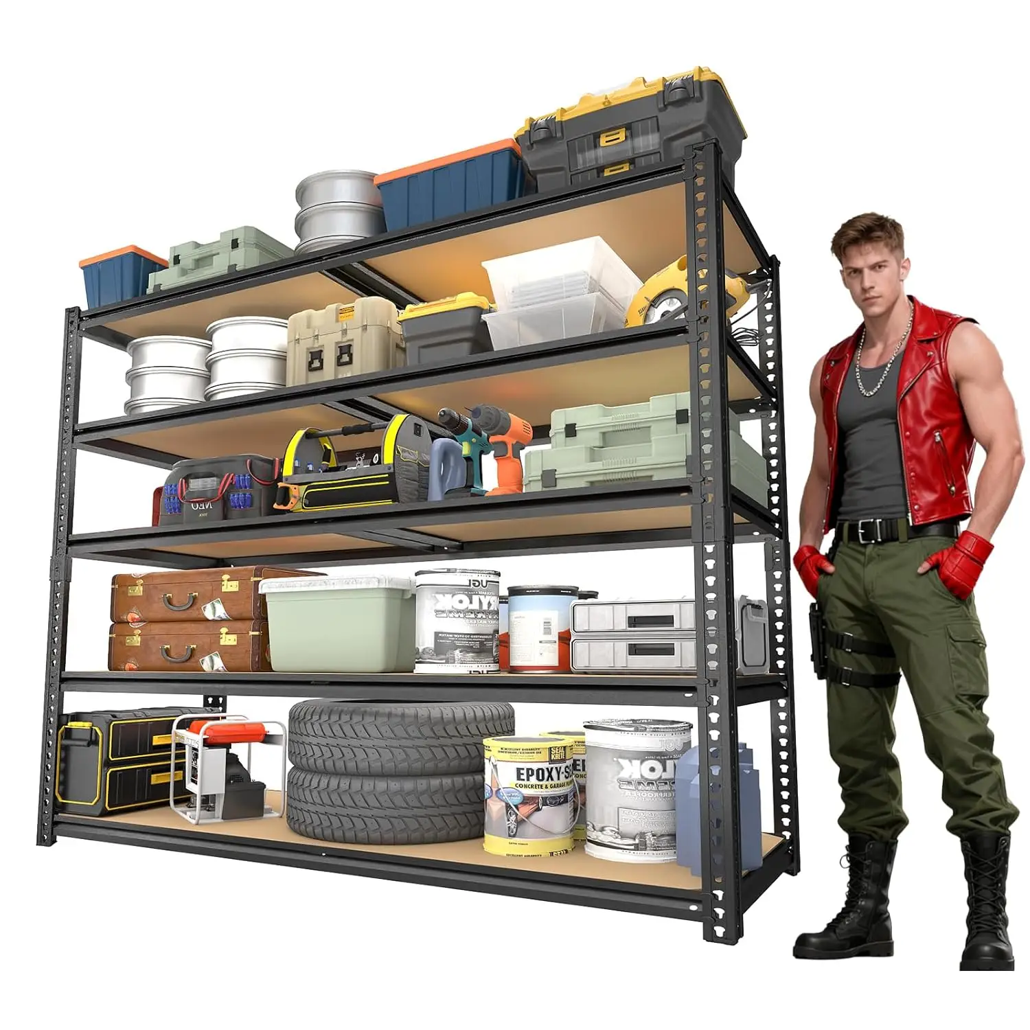 5-Tier Adjustable Garage Storage Shelving 2400LBS Heavy Duty Carport Warehouse Basement 72x40x20, Custom
5-Tier Adjustable Garage Storage Shelving 2400LBS Heavy Duty Carport Warehouse Basement 72x40x20, Custom
