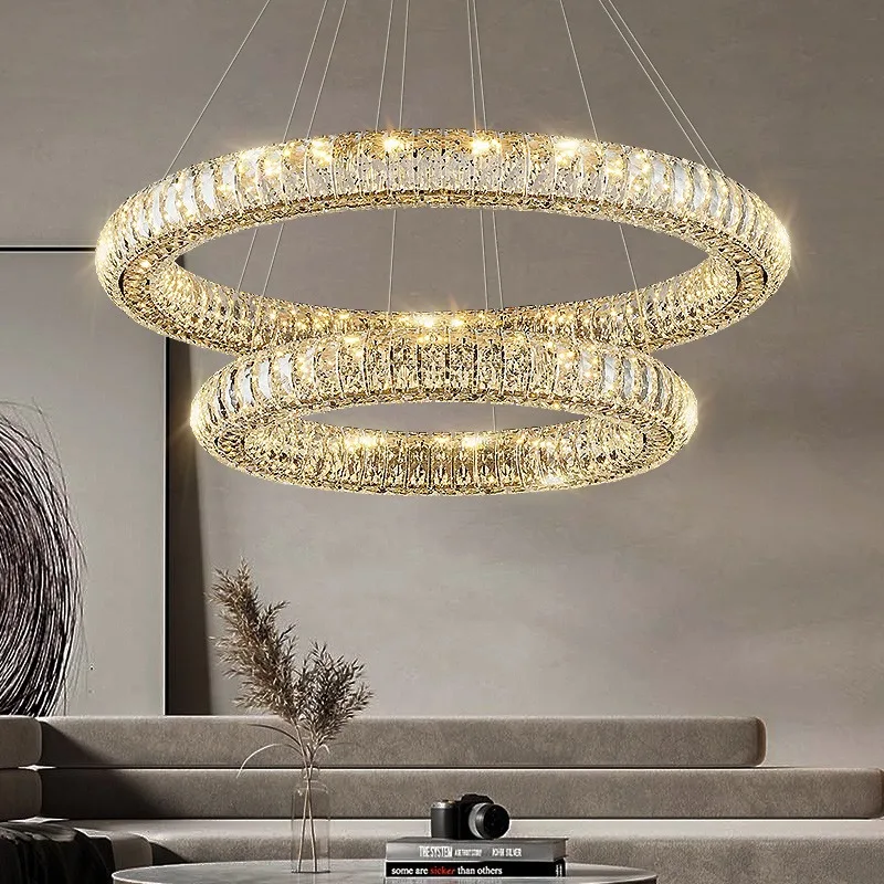 Luxury Three-Sided Crystal Ring Pendant Light - High End Living Room & Restaurant Chandelier, Geometric Ceiling Lighting Fixture
Luxury Three-Sided Crystal Ring Pendant Light - High End Living Room & Restaurant Chandelier, Geometric Ceiling Lighting Fixture