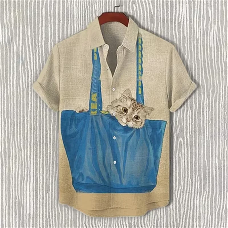 Men's Cute Cat in Blue Tote Bag Print Hawaiian Shirt Casual Short Sleeve Button-Down Blouse for Cat-Lovers Beach 2025 New Tunics
Men's Cute Cat in Blue Tote Bag Print Hawaiian Shirt Casual Short Sleeve Button-Down Blouse for Cat-Lovers Beach 2025 New Tunics