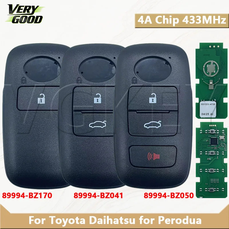 VG 89994-BZ041 89994-BZ170 89994-BZ050 For Toyota Daihatsu for Perodua 2017-2025 Smart Remote Key 434MHz 4A Chip Keyless Go
VG 89994-BZ041 89994-BZ170 89994-BZ050 For Toyota Daihatsu for Perodua 2017-2025 Smart Remote Key 434MHz 4A Chip Keyless Go