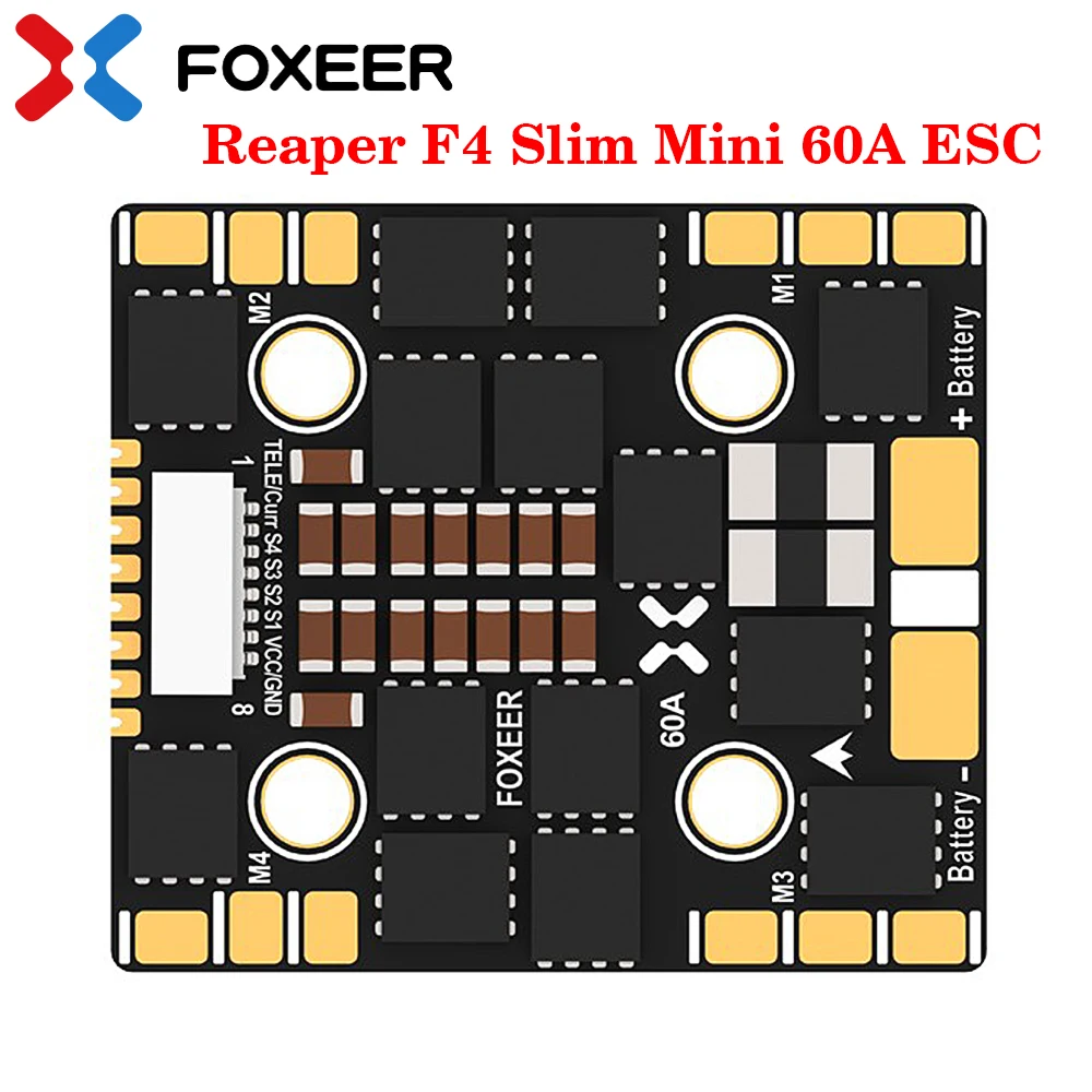 FOXEER Reaper F4 Slim Mini 60A ESC 128K BLHeli32 3-8S Lipo Input DShot 150/ 300/ 600/ 1200/ MultiShot/ OneShot for RC FPV Drone
FOXEER Reaper F4 Slim Mini 60A ESC 128K BLHeli32 3-8S Lipo Input DShot 150/ 300/ 600/ 1200/ MultiShot/ OneShot for RC FPV Drone