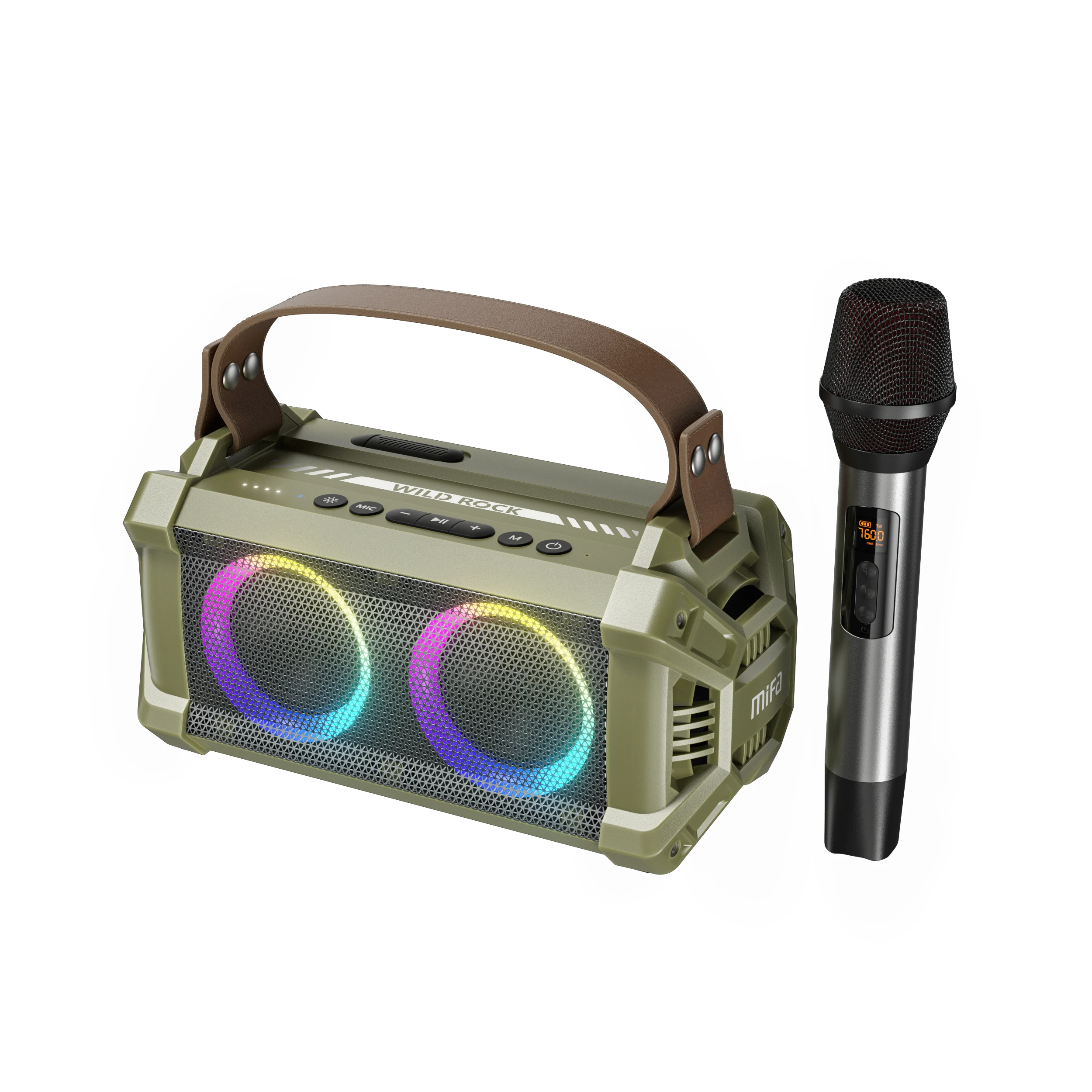 Support wireless microphone amplification function Bluetooth Karaoke Speaker with Powerful Sound with RGB Light
Support wireless microphone amplification function Bluetooth Karaoke Speaker with Powerful Sound with RGB Light