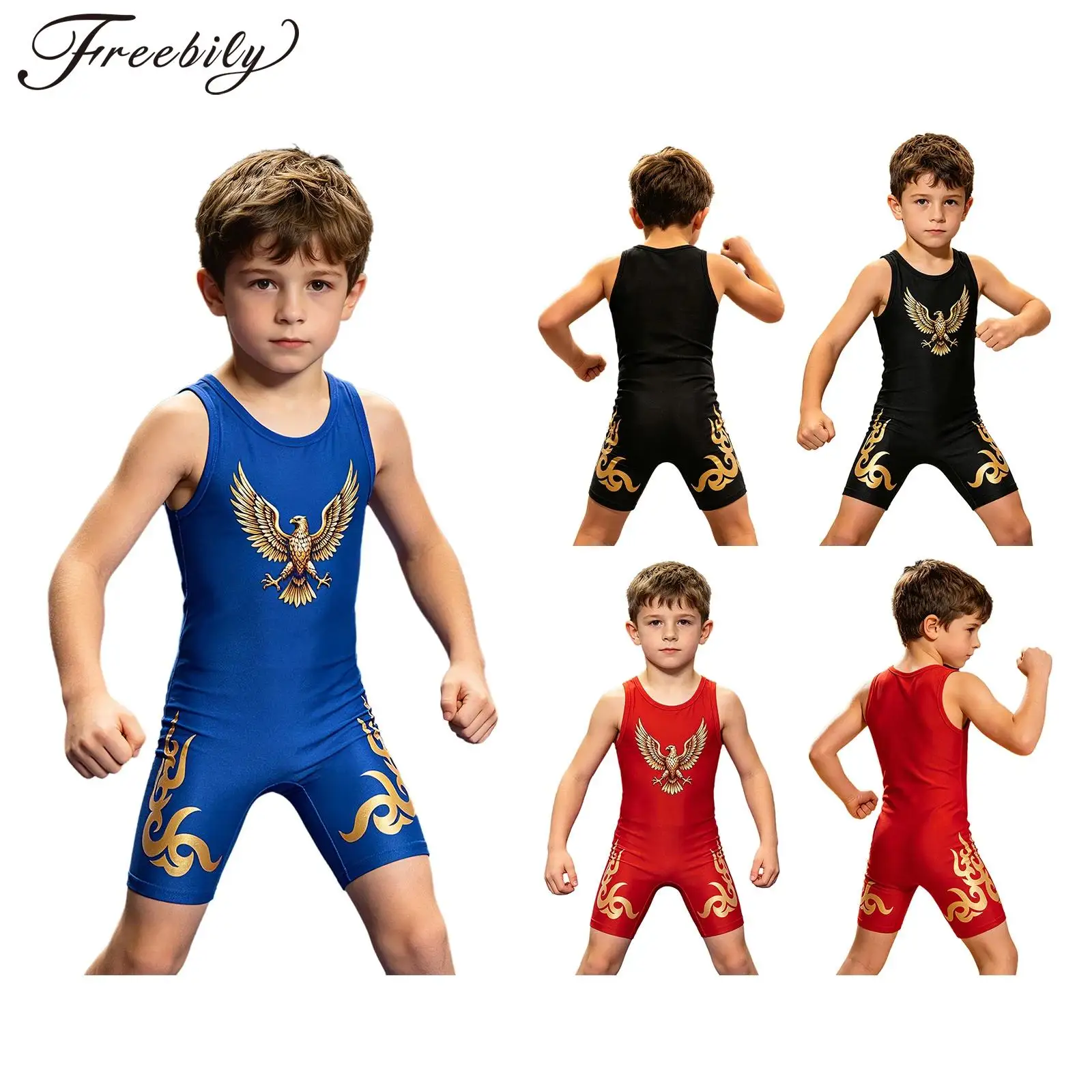 Kids Boys Eagle Printed Wrestling Singlet Bodysuit Sleeveless Sports Jumpsuit Workout Gymnastics Leotards
Kids Boys Eagle Printed Wrestling Singlet Bodysuit Sleeveless Sports Jumpsuit Workout Gymnastics Leotards
