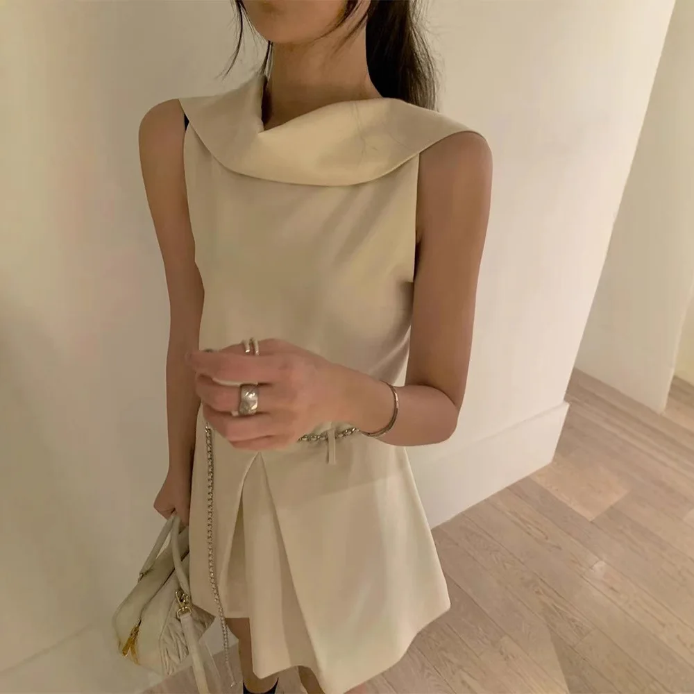 Summer Style East Gate Hepburn Wind Slimming No Sleeve Dress High Waist Turn Collar Korean Fashion Polyester Fiber Short Dress
Summer Style East Gate Hepburn Wind Slimming No Sleeve Dress High Waist Turn Collar Korean Fashion Polyester Fiber Short Dress