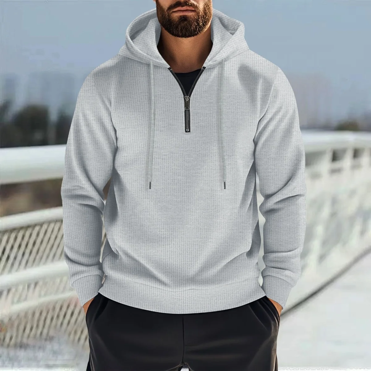 Men's Spring 2025 Fashion Comfortable Waffle Weave Pullover Shirt Autumn Half-Zip Hooded Casual Loose-Fitting Sweatshirt 
Men's Spring 2025 Fashion Comfortable Waffle Weave Pullover Shirt Autumn Half-Zip Hooded Casual Loose-Fitting Sweatshirt