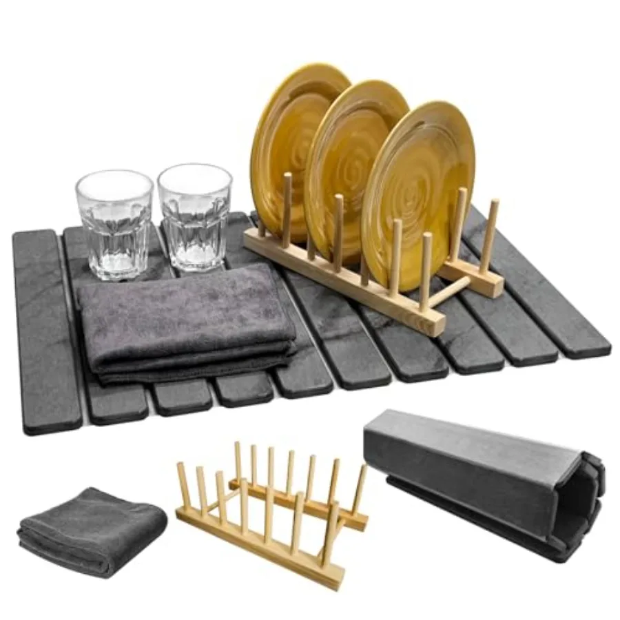 Large Stone Dish Drying Mat for Kitchen Counter Collapsible Marbled Quick-Dry Diatomaceous Earth Mat with Dish Rack and Towel V
Large Stone Dish Drying Mat for Kitchen Counter Collapsible Marbled Quick-Dry Diatomaceous Earth Mat with Dish Rack and Towel V