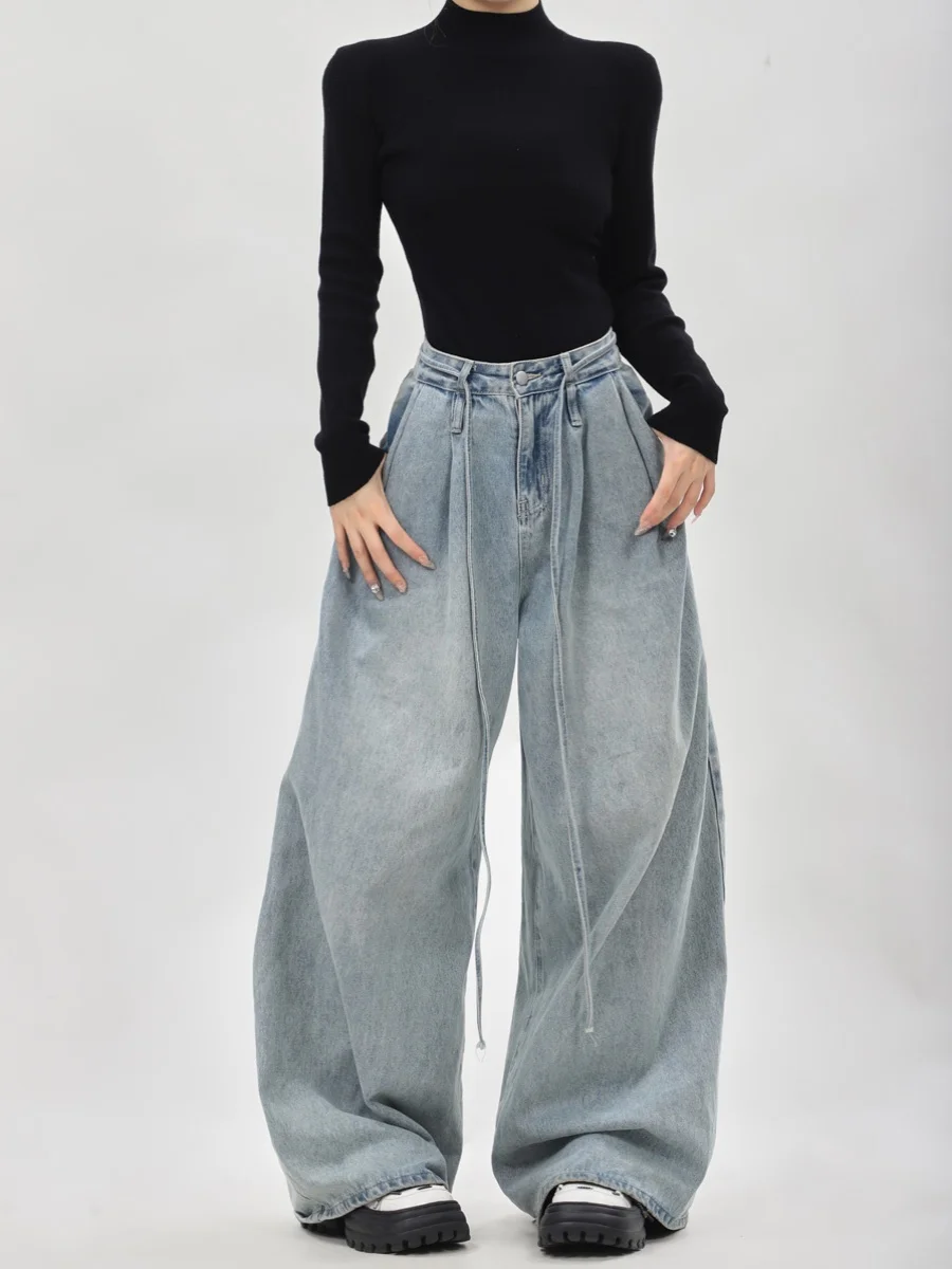Slimming High Waist Wide Leg Jeans Women's Loose Straight American Style Casual High Street Blue Jeans plus Size Trousers
Slimming High Waist Wide Leg Jeans Women's Loose Straight American Style Casual High Street Blue Jeans plus Size Trousers