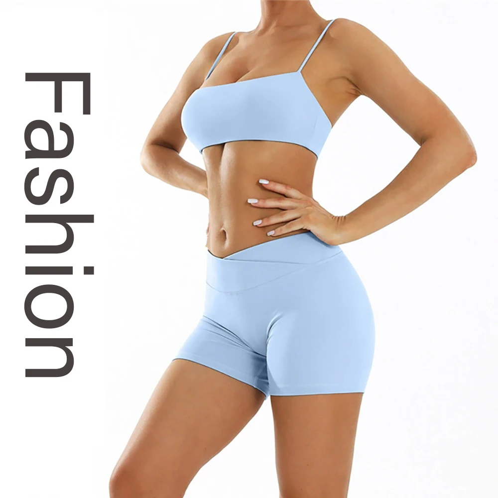 2-Piece Fashionable Trendy And Sexy Halter Nude Yoga Wear Set Quick-Drying Fitness Wear Outdoor Running Sports Short Set
2-Piece Fashionable Trendy And Sexy Halter Nude Yoga Wear Set Quick-Drying Fitness Wear Outdoor Running Sports Short Set