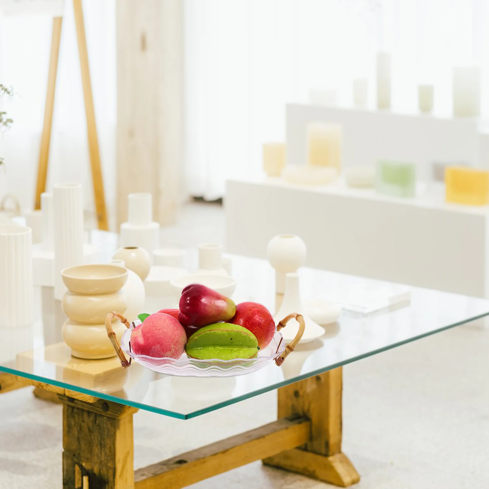 Fruit Plate Transparent Decorative Snack Tray Large Capacity Wood Handle Dual Ear Fruit Organizer Kitchen Living Room Snack
Fruit Plate Transparent Decorative Snack Tray Large Capacity Wood Handle Dual Ear Fruit Organizer Kitchen Living Room Snack