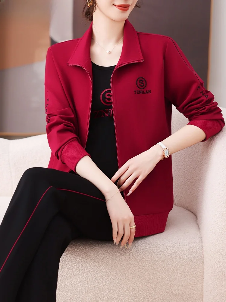 Casual Sportswear Set for Young Mothers Spring Autumn Red Clothes Loose Fit Long Pants Regular Sve Length Cotton Blend
Casual Sportswear Set for Young Mothers Spring Autumn Red Clothes Loose Fit Long Pants Regular Sve Length Cotton Blend