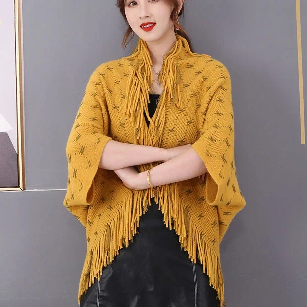 Spring Autumn Knitted Women's Shawl Summer Air Conditioning Room Shoulder Neck Cardigan Coat Lady Tassel Coat Yellow
Spring Autumn Knitted Women's Shawl Summer Air Conditioning Room Shoulder Neck Cardigan Coat Lady Tassel Coat Yellow